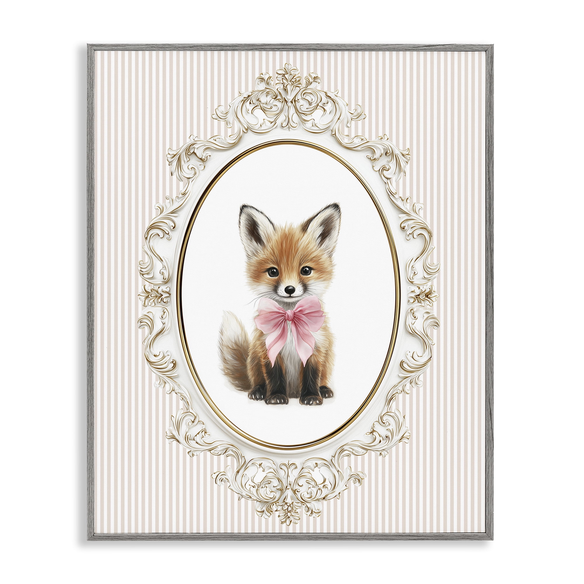 Stupell Industries Vintage Baby Fox Gray Framed Giclee Art, design by Christine Simpson Art