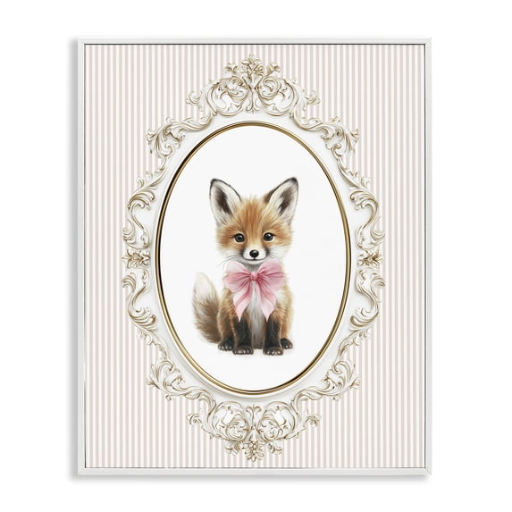 Stupell Industries Cottage Vintage Baby Fox White Framed Giclee Art, 24 x 30, by Christine Simpson Art