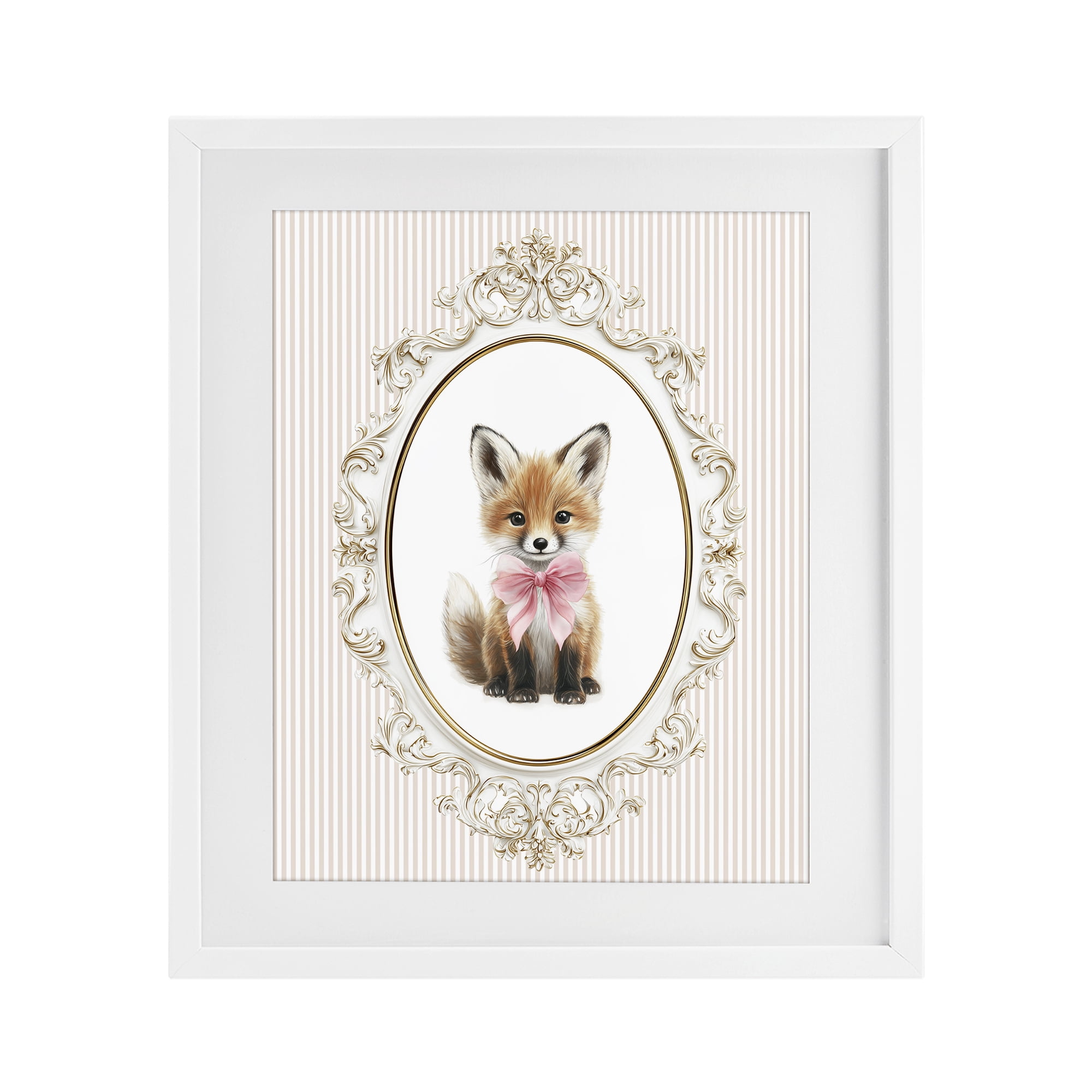Stupell Industries Vintage Baby Fox White Framed Print Under Glass, design by Christine Simpson Art