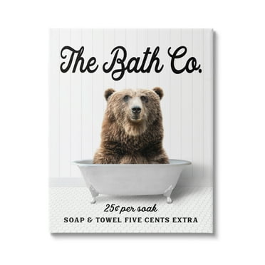 Stupell Industries Vintage Bath Ad Bear Animals & Insects Painting Gallery Wrapped Canvas Print Wall Art, 16 x 20