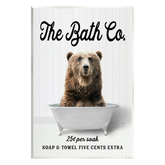 Stupell Industries Vintage Bath Ad Bear Animals & Insects Painting Unframed Art Print Wall Art, 13 x 19