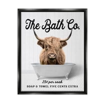 Stupell Industries Vintage Bath Ad Cattle Animals & Insects Painting Black Floater Framed Art Print Wall Art, 17 x 21