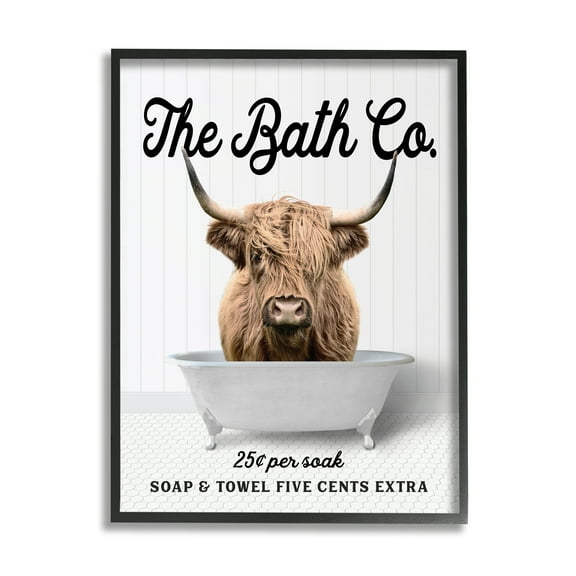 Stupell Industries Vintage Bath Ad Cattle Animals & Insects Painting Black Framed Art Print Wall Art, 11 x 14