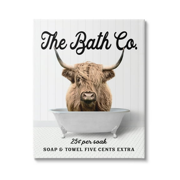 Stupell Industries Vintage Bath Ad Cattle Animals & Insects Painting Gallery Wrapped Canvas Print Wall Art, 16 x 20