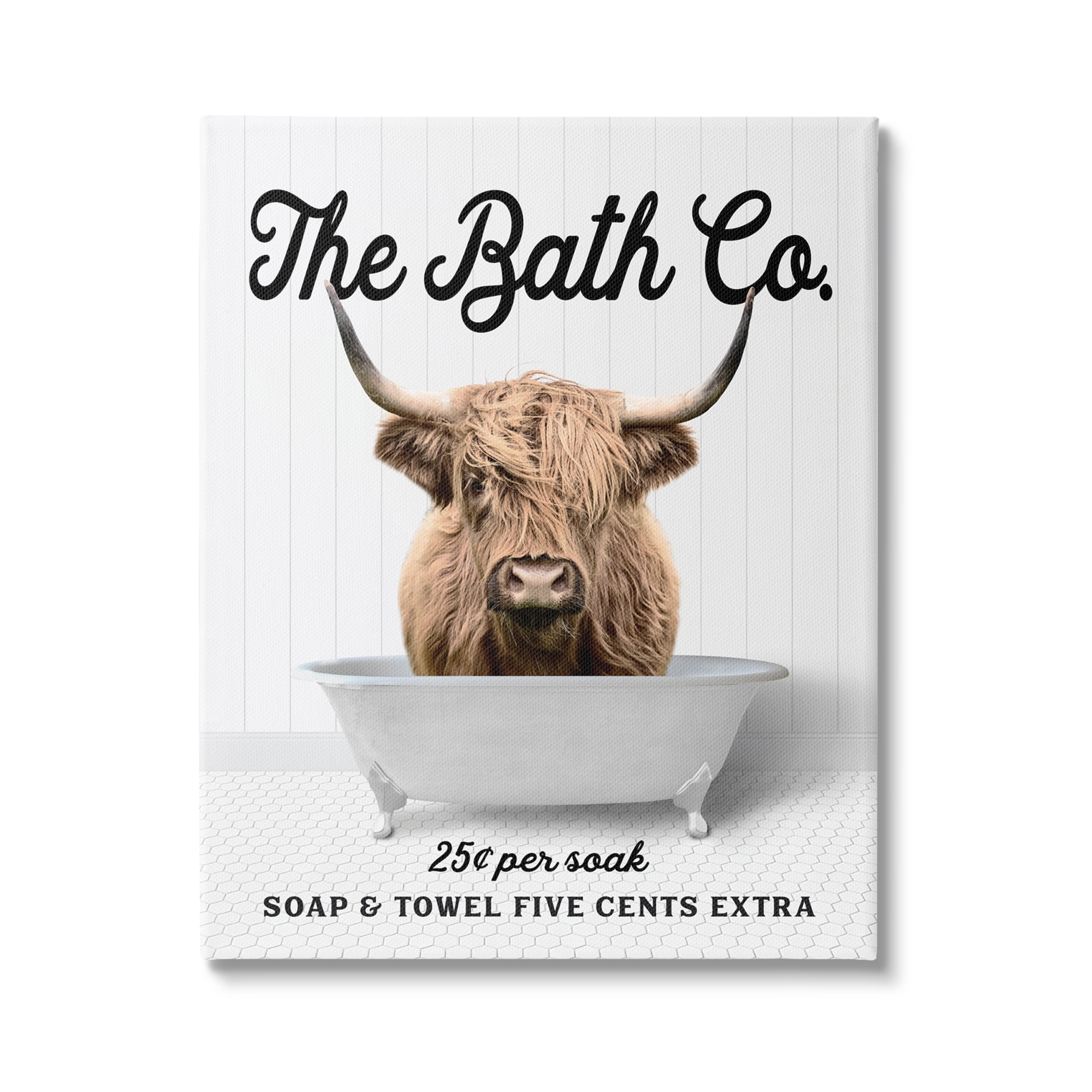 Stupell Industries Vintage Bath Ad Cattle Animals & Insects Painting Gallery Wrapped Canvas Print Wall Art, 24 x 30