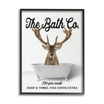 Stupell Industries Vintage Bath Ad Deer Animals & Insects Painting Black Framed Art Print Wall Art, 11 x 14