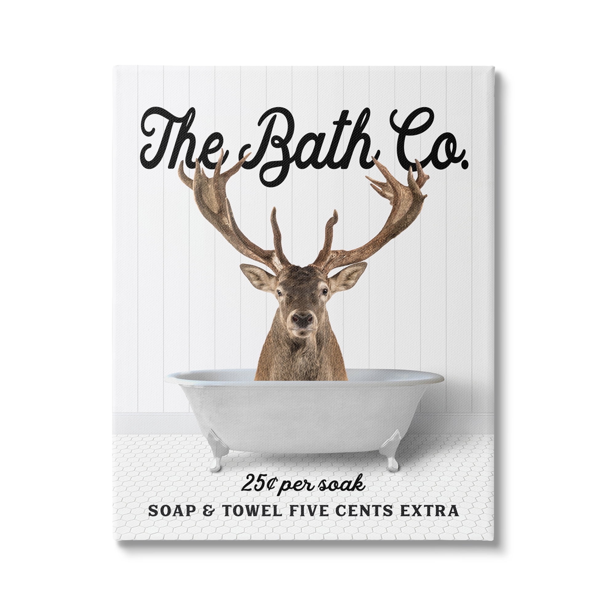 Stupell Industries Vintage Bath Ad Deer Animals & Insects Painting Gallery Wrapped Canvas Print Wall Art, 24 x 30