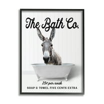 Stupell Industries Vintage Bath Ad Donkey Animals & Insects Painting Black Framed Art Print Wall Art, 11 x 14