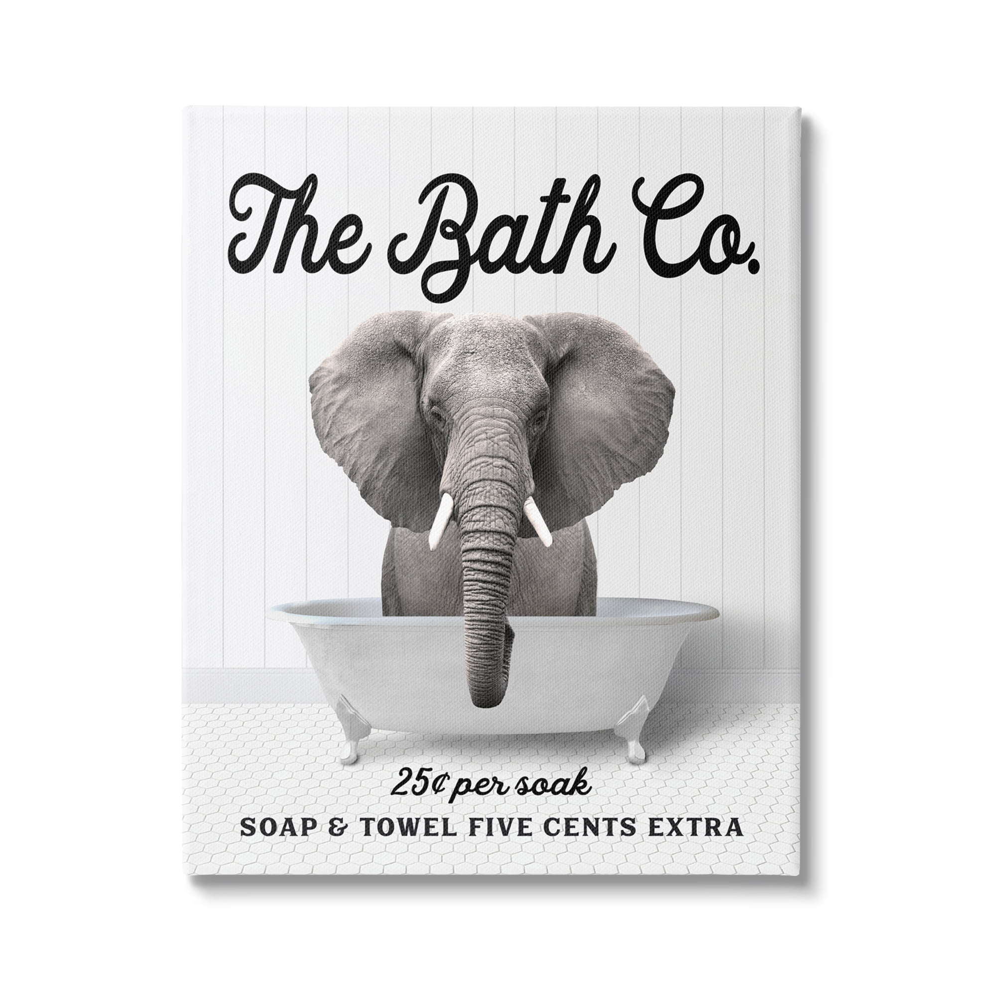Stupell Industries Vintage Bath Ad Elephant Animals & Insects Painting Gallery Wrapped Canvas Print Wall Art, 36 x 48