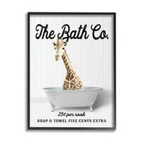 Stupell Industries Vintage Bath Ad Giraffe Animals & Insects Painting Black Framed Art Print Wall Art, 11 x 14