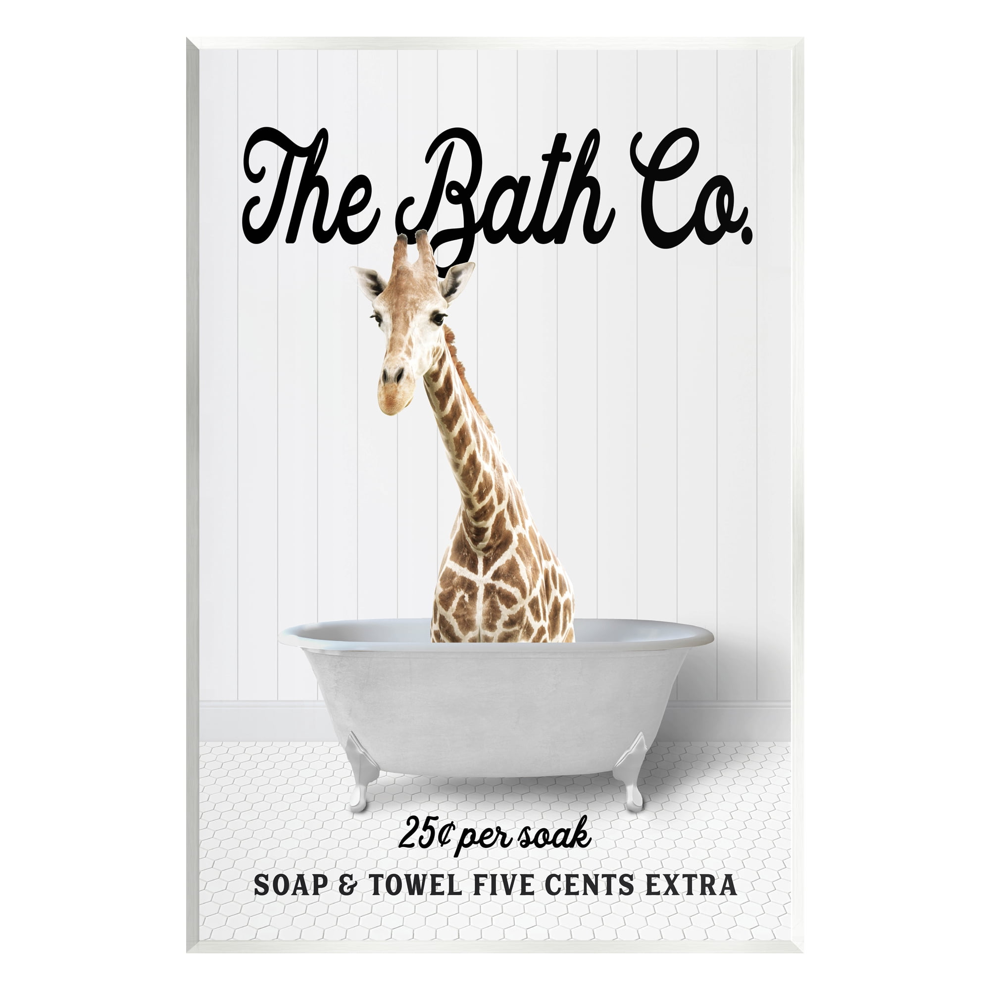 Stupell Industries Vintage Bath Ad Giraffe Animals & Insects Painting Unframed Art Print Wall Art, 10 x 15