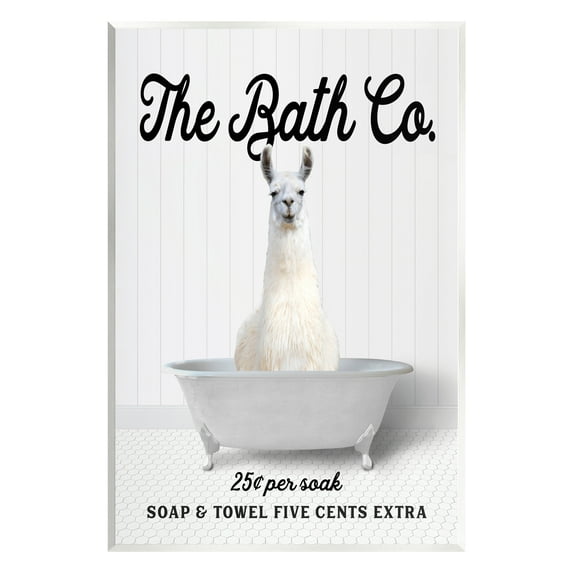 Stupell Industries Vintage Bath Ad Llama Animals & Insects Painting Unframed Art Print Wall Art, 10 x 15