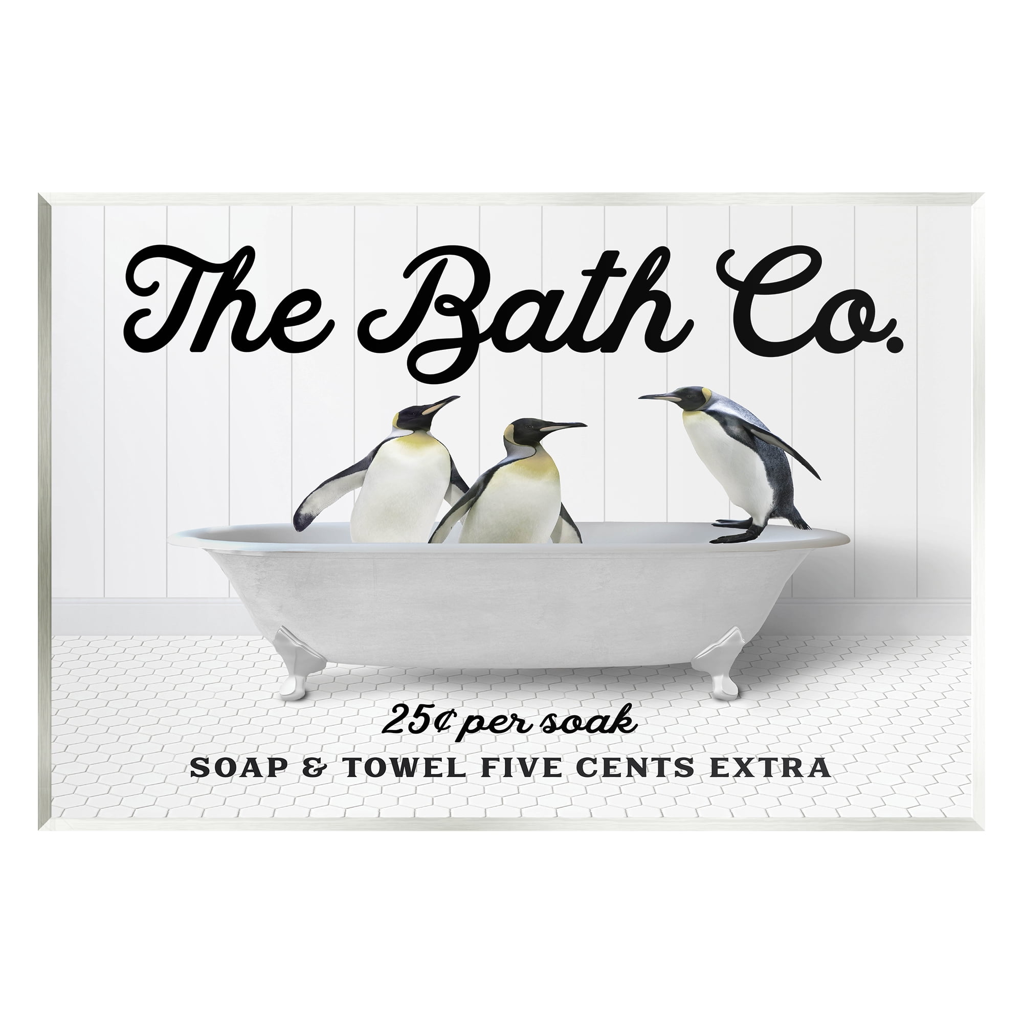Stupell Industries Vintage Bath Ad Penguins Animals & Insects Painting Unframed Art Print Wall Art, 19 x 13