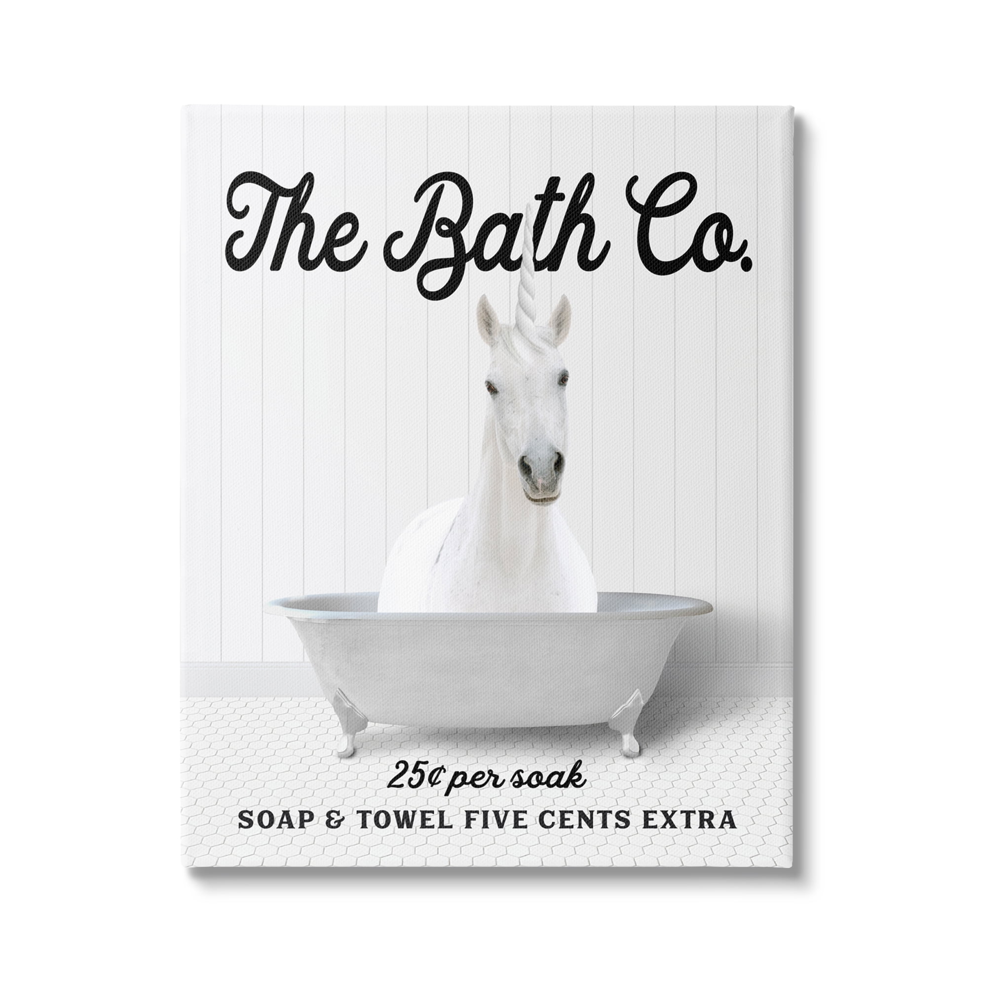 Stupell Industries Vintage Bath Ad Unicorn Animals & Insects Painting Gallery Wrapped Canvas Print Wall Art, 30 x 40
