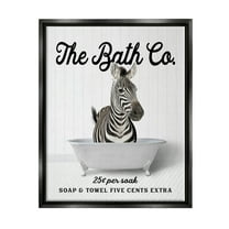 Stupell Industries Vintage Bath Ad Zebra Animals & Insects Painting Black Floater Framed Art Print Wall Art, 17 x 21