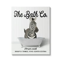 Stupell Industries Vintage Bath Ad Zebra Animals & Insects Painting Gallery Wrapped Canvas Print Wall Art, 16 x 20