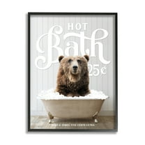 Stupell Industries Vintage Bathroom Bear Ad Animals & Insects Painting Black Framed Art Print Wall Art, 11 x 14