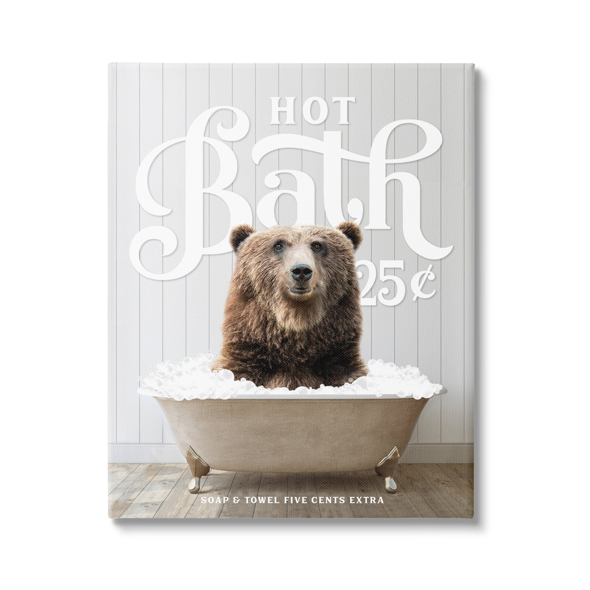 Stupell Industries Vintage Bathroom Bear Ad Animals & Insects Painting Gallery Wrapped Canvas Print Wall Art, 24 x 30