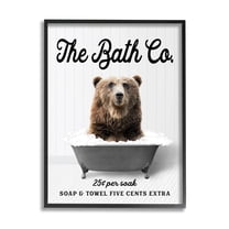 Stupell Industries Vintage Bathroom Bear Animals & Insects Painting Black Framed Art Print Wall Art, 11 x 14