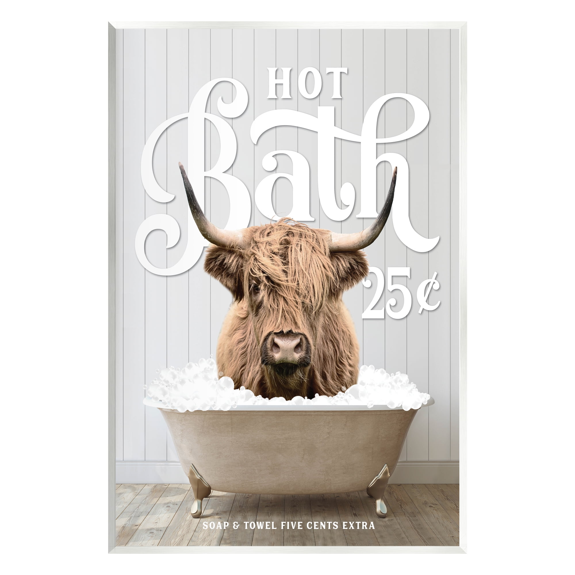 Stupell Industries Vintage Bathroom Cattle Animals & Insects Painting Unframed Art Print Wall Art, 13 x 19