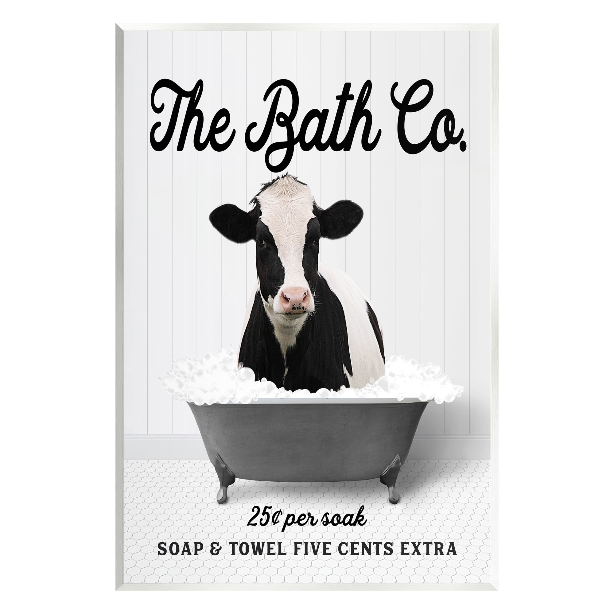 Stupell Industries Vintage Bathroom Cow Animals & Insects Painting Unframed Art Print Wall Art, 10 x 15