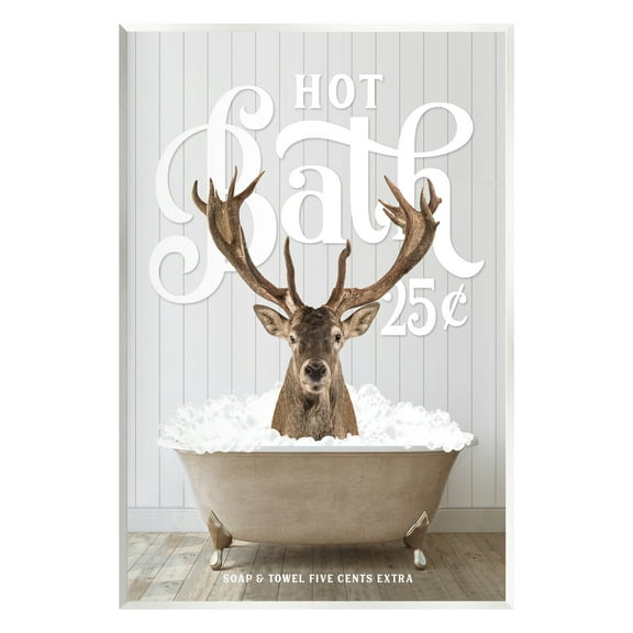 Stupell Industries Vintage Bathroom Deer Animals & Insects Painting Unframed Art Print Wall Art, 10 x 15