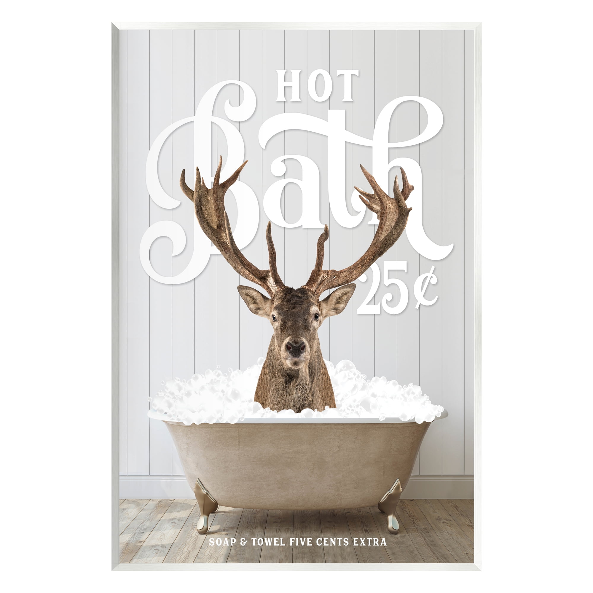 Stupell Industries Vintage Bathroom Deer Animals & Insects Painting Unframed Art Print Wall Art, 13 x 19