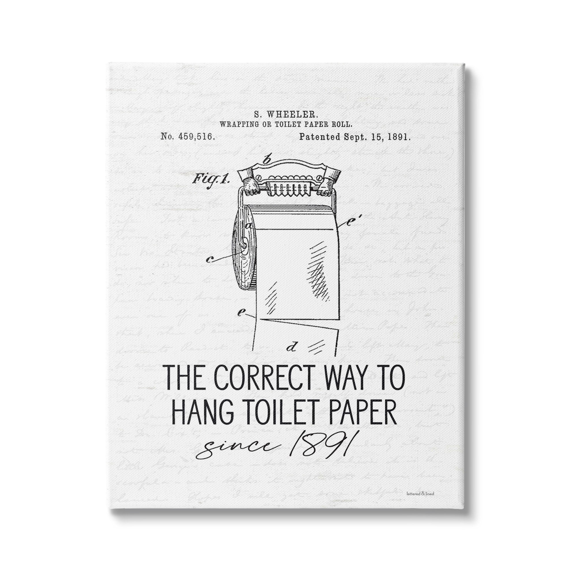 Stupell Industries Vintage Bathroom Diagram Correct Way Hang Toilet Paper, 30 x 40, Design by Lettered and Lined