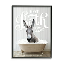 Stupell Industries Vintage Bathroom Donkey Animals & Insects Painting Black Framed Art Print Wall Art, 11 x 14