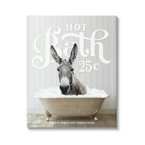 Stupell Industries Vintage Bathroom Donkey Animals & Insects Painting Gallery Wrapped Canvas Print Wall Art, 16 x 20