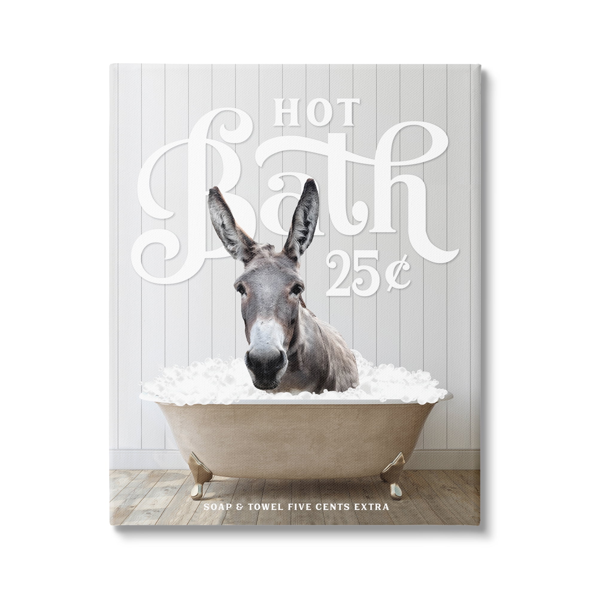 Stupell Industries Vintage Bathroom Donkey Animals & Insects Painting Gallery Wrapped Canvas Print Wall Art, 36 x 48