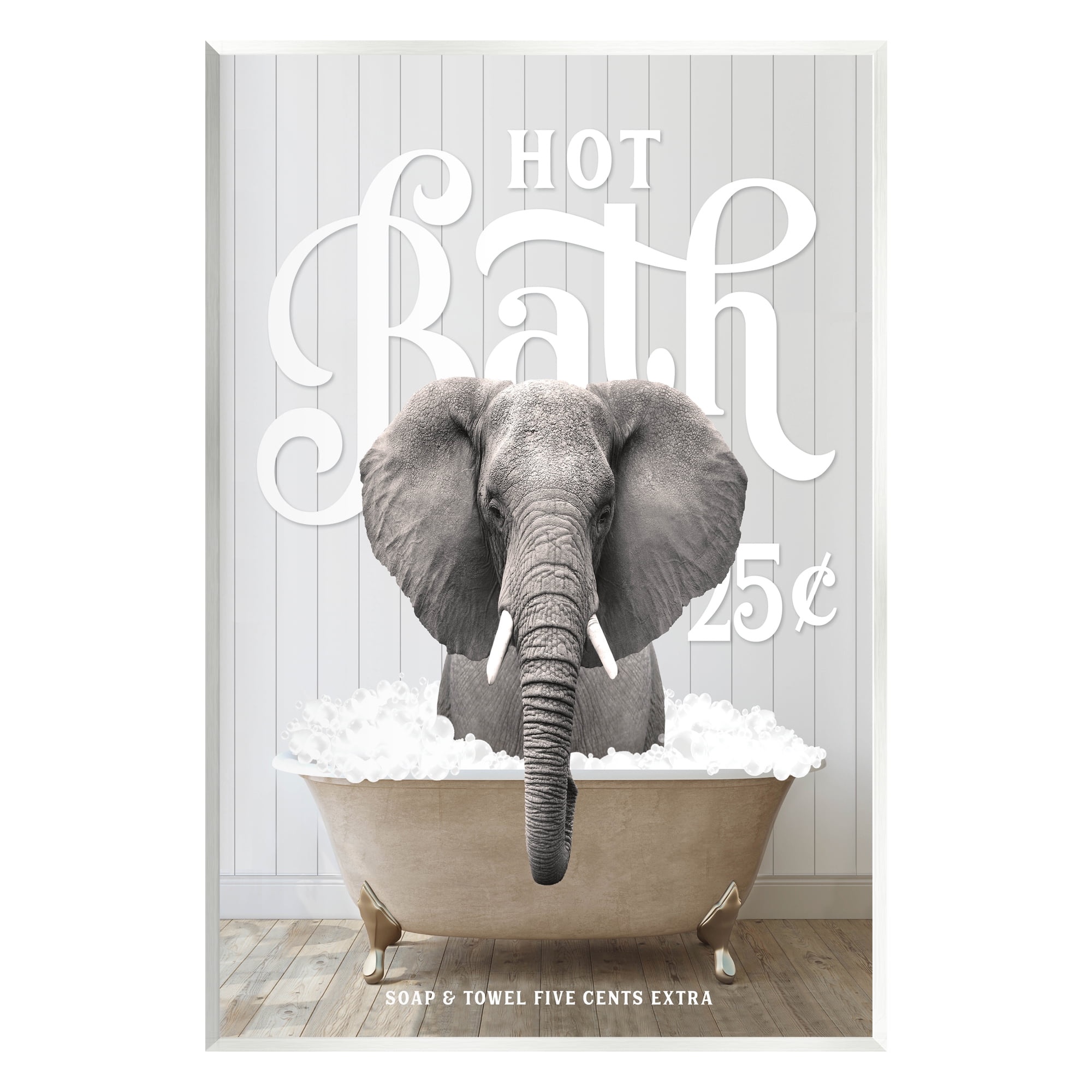Stupell Industries Vintage Bathroom Elephant Animals & Insects Painting Unframed Art Print Wall Art, 13 x 19