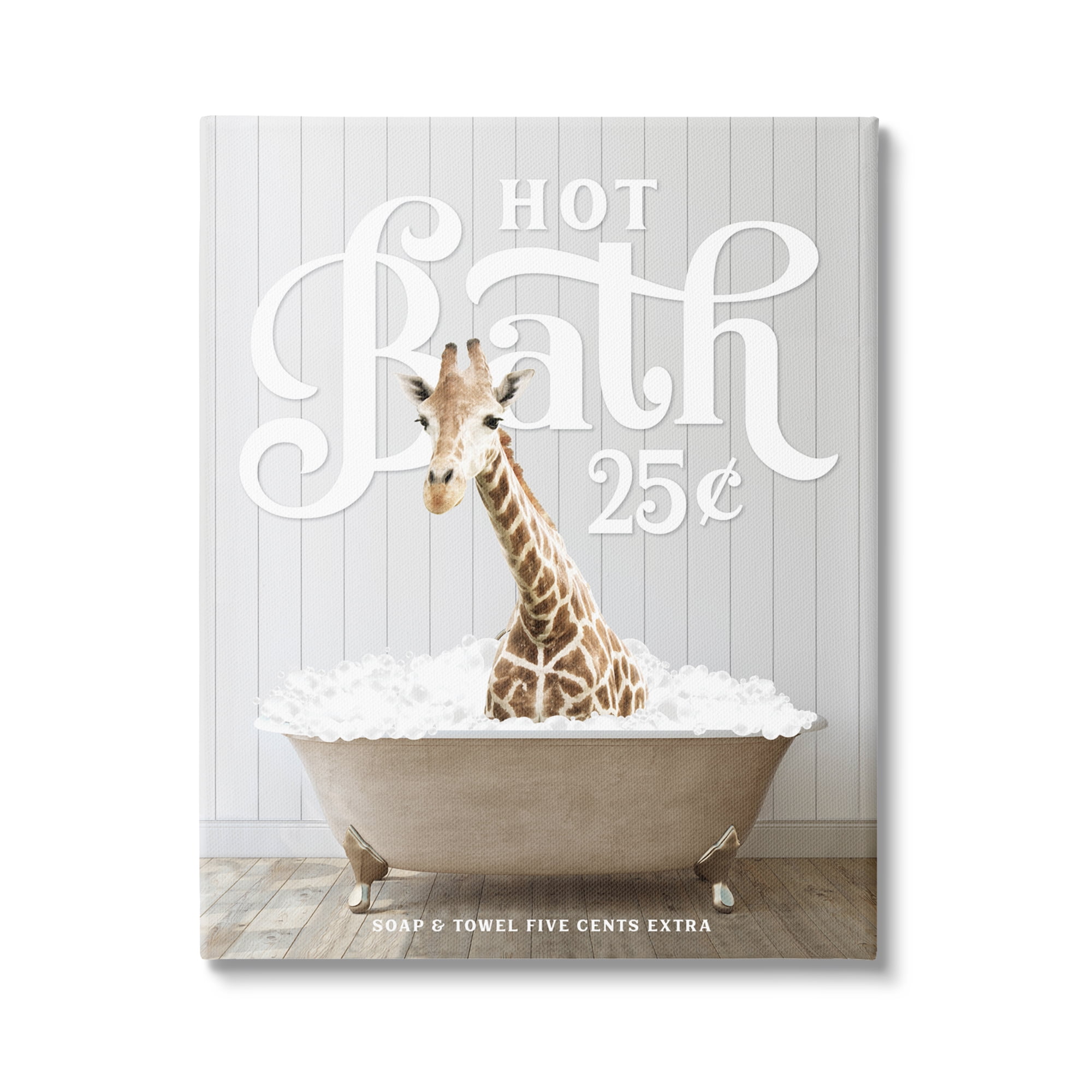 Stupell Industries Vintage Bathroom Giraffe Animals & Insects Painting Gallery Wrapped Canvas Print Wall Art, 30 x 40