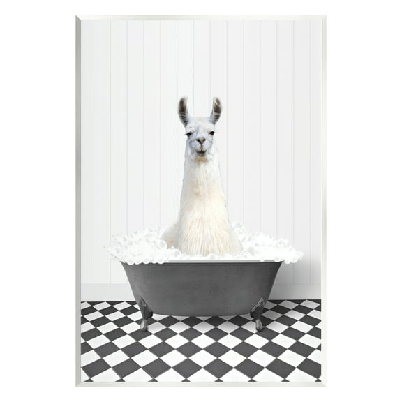 Stupell Industries Vintage Bathroom Llama Animals & Insects Painting Unframed Art Print Wall Art, 10 x 15