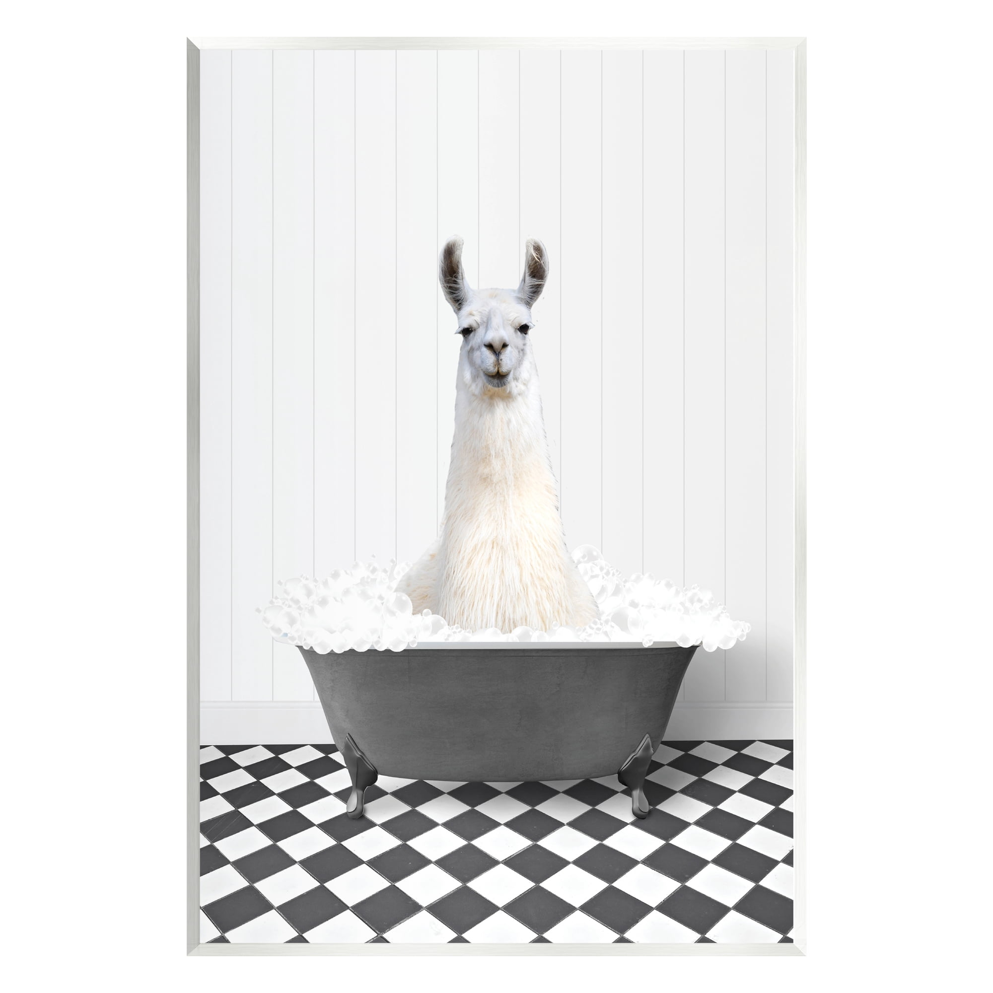 Stupell Industries Vintage Bathroom Llama Animals & Insects Painting Unframed Art Print Wall Art, 13 x 19