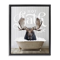 Stupell Industries Vintage Bathroom Moose Ad Animals & Insects Painting Black Floater Framed Art Print Wall Art, 17 x 21