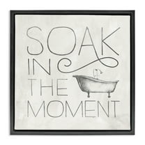 Stupell Industries Vintage Bathroom Soak Phrase Typography Painting Black Floater Framed Canvas Art Print Wall Art, 18 x 18