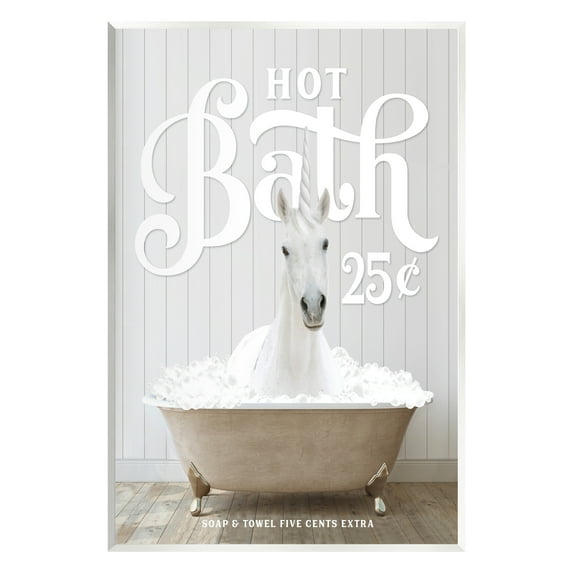 Stupell Industries Vintage Bathroom Unicorn Animals & Insects Painting Unframed Art Print Wall Art, 13 x 19