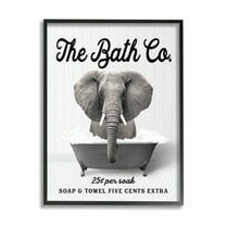 Stupell Industries Vintage Bathtub Elephant Animals & Insects Painting Black Framed Art Print Wall Art, 11 x 14