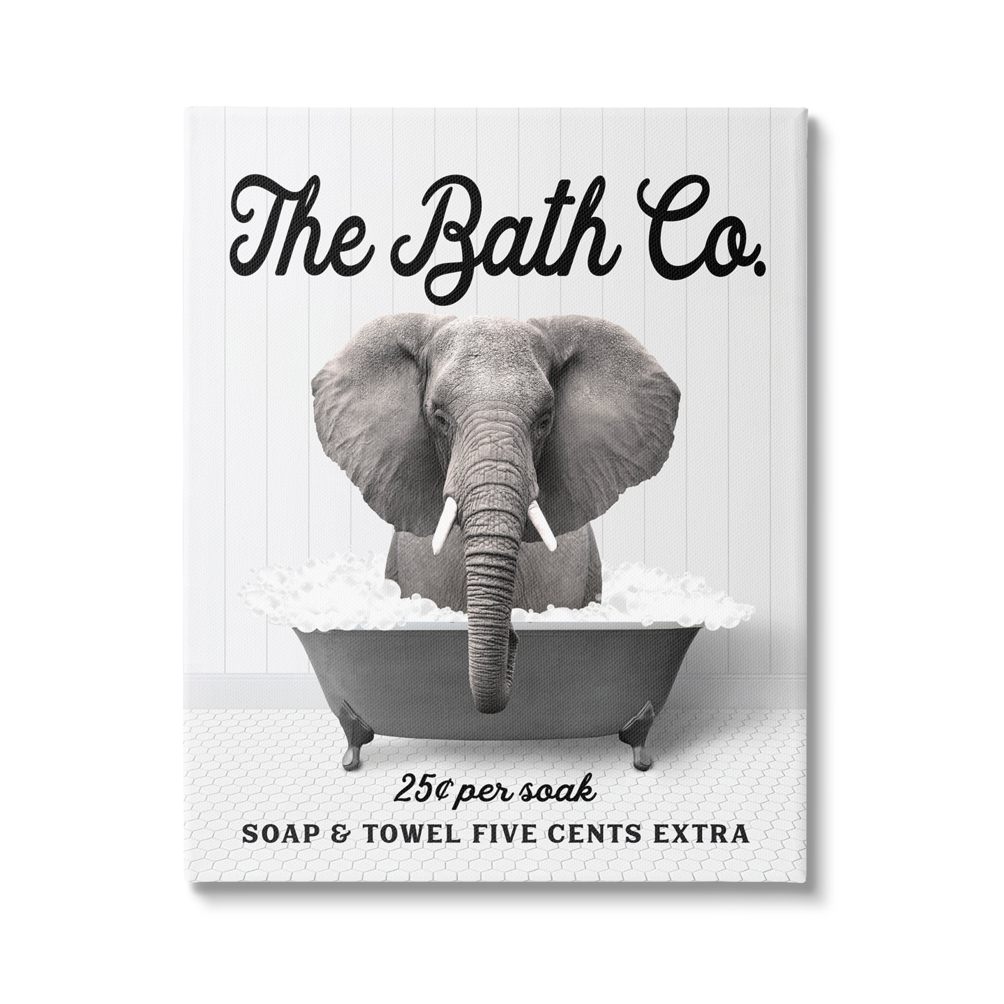 Stupell Industries Vintage Bathtub Elephant Animals & Insects Painting Gallery Wrapped Canvas Print Wall Art, 30 x 40