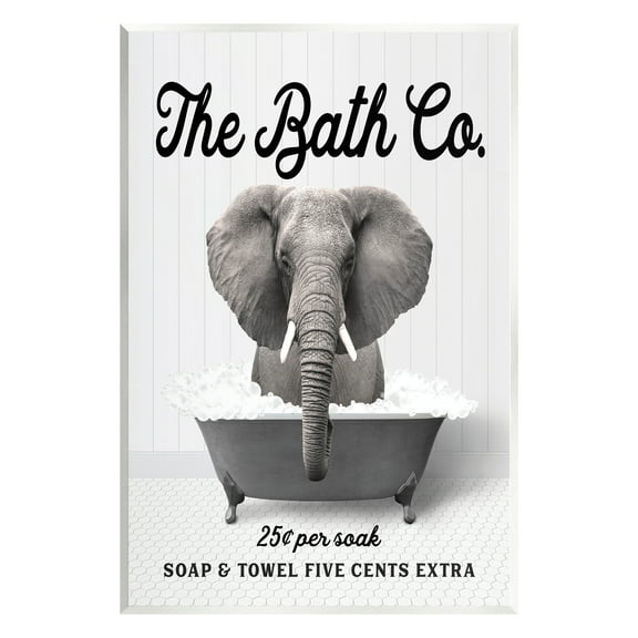 Stupell Industries Vintage Bathtub Elephant Animals & Insects Painting Unframed Art Print Wall Art, 10 x 15