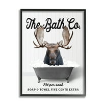 Stupell Industries Vintage Bathtub Moose Animals & Insects Painting Black Framed Art Print Wall Art, 11 x 14