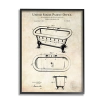 Stupell Industries Vintage Bathtub Patent Diagram Graphic Art Black Framed Art Print Wall Art, Design by Karl Hronek