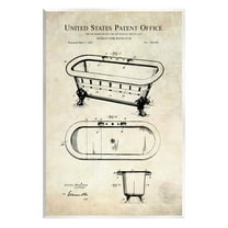 Stupell Industries Vintage Bathtub Patent Diagram Graphic Art Unframed Art Print Wall Art, Design by Karl Hronek