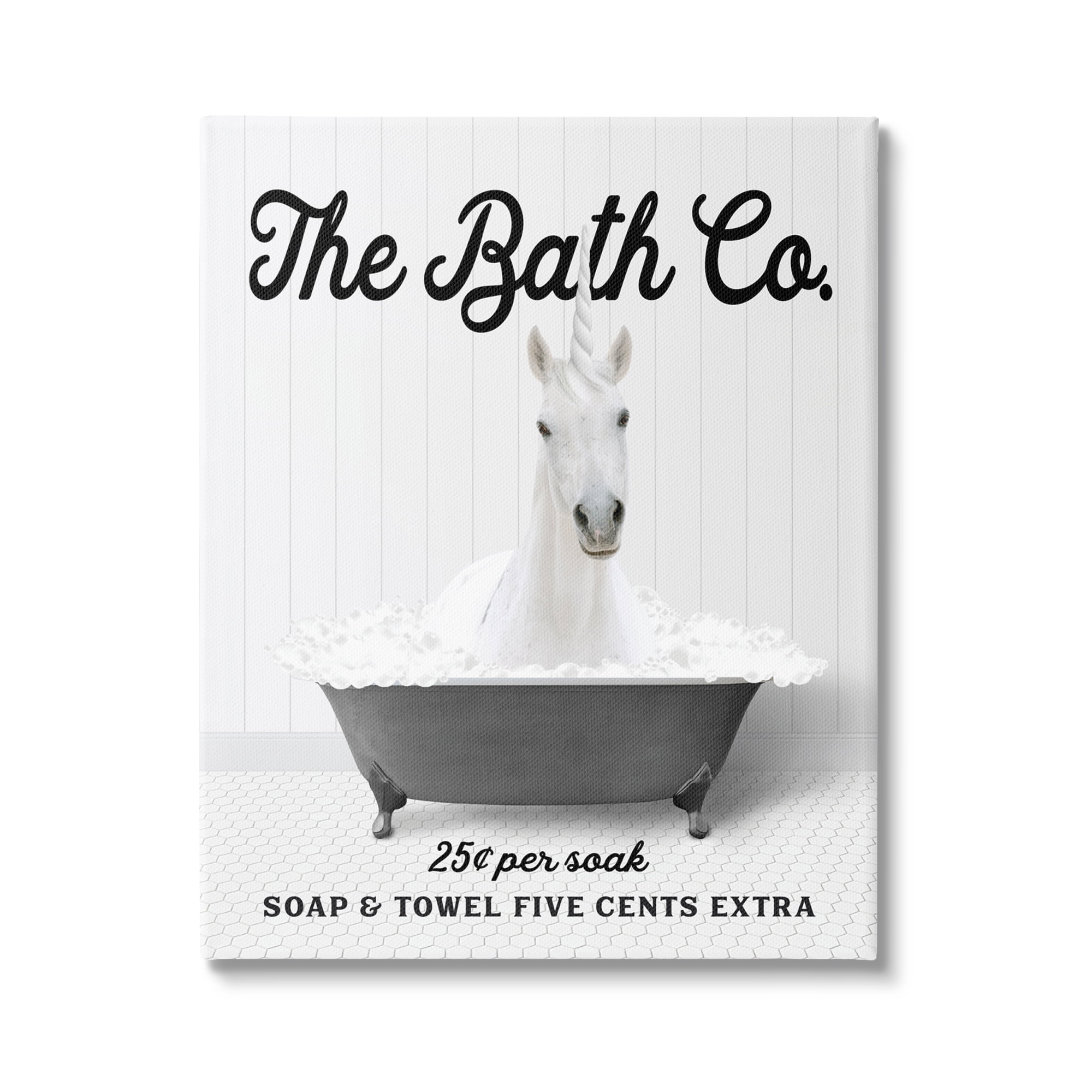 Stupell Industries Vintage Bathtub Unicorn Animals & Insects Painting Gallery Wrapped Canvas Print Wall Art, 16 x 20