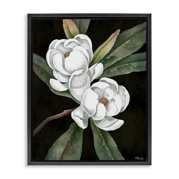 Stupell Industries Vintage Bay Magnolia Black Framed Floater Canvas Wall Art design by Paul Brent, 21 x 17