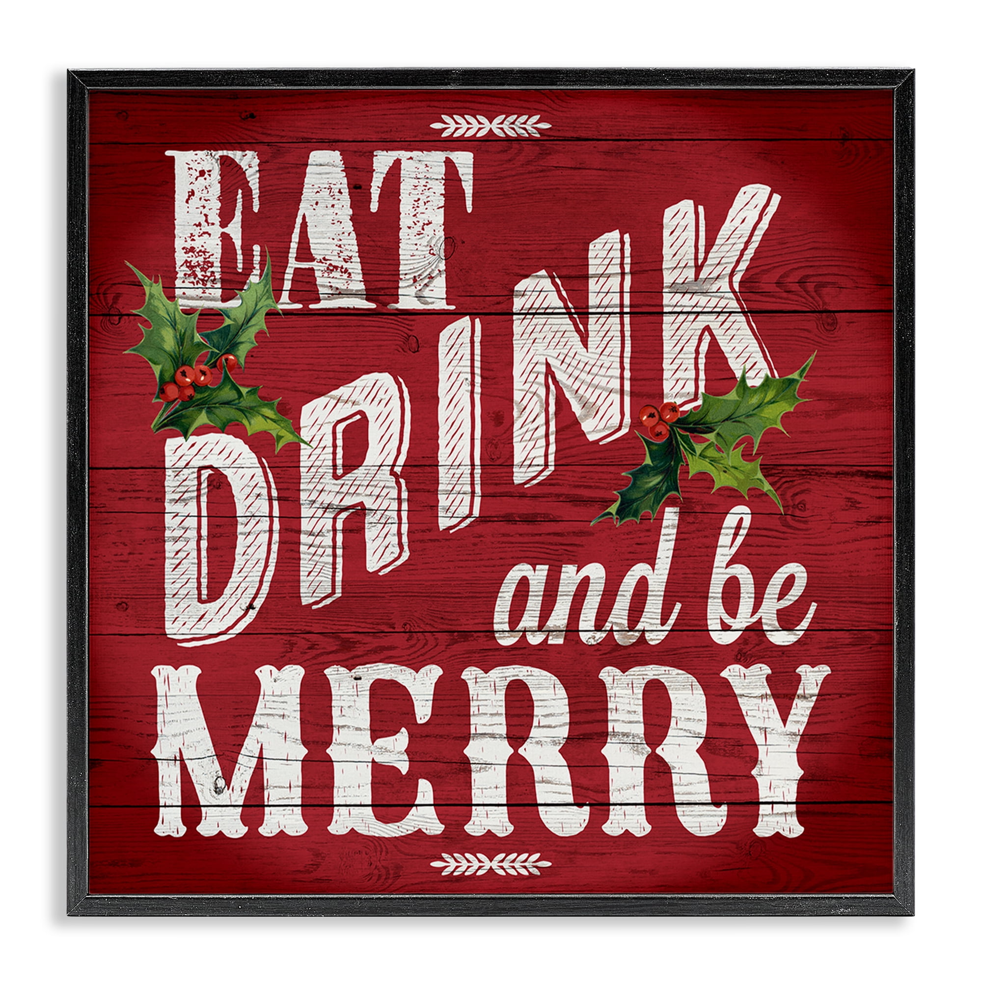 Stupell Industries Vintage Be Merry Holiday Painting Black Framed Art Prints Wall Art, 24 x 24