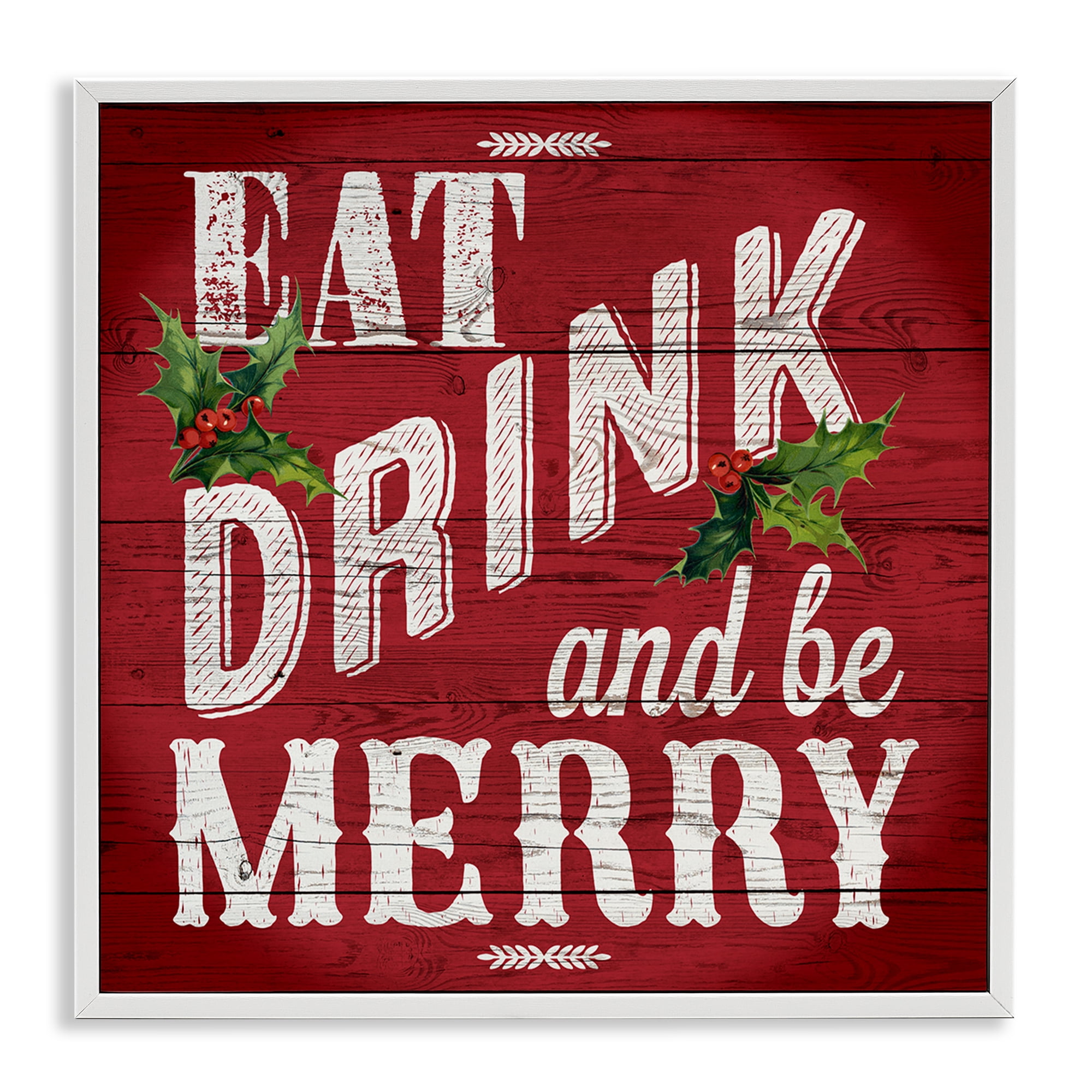 Stupell Industries Vintage Be Merry Holiday Painting White Framed Art Prints Wall Art, 24 x 24