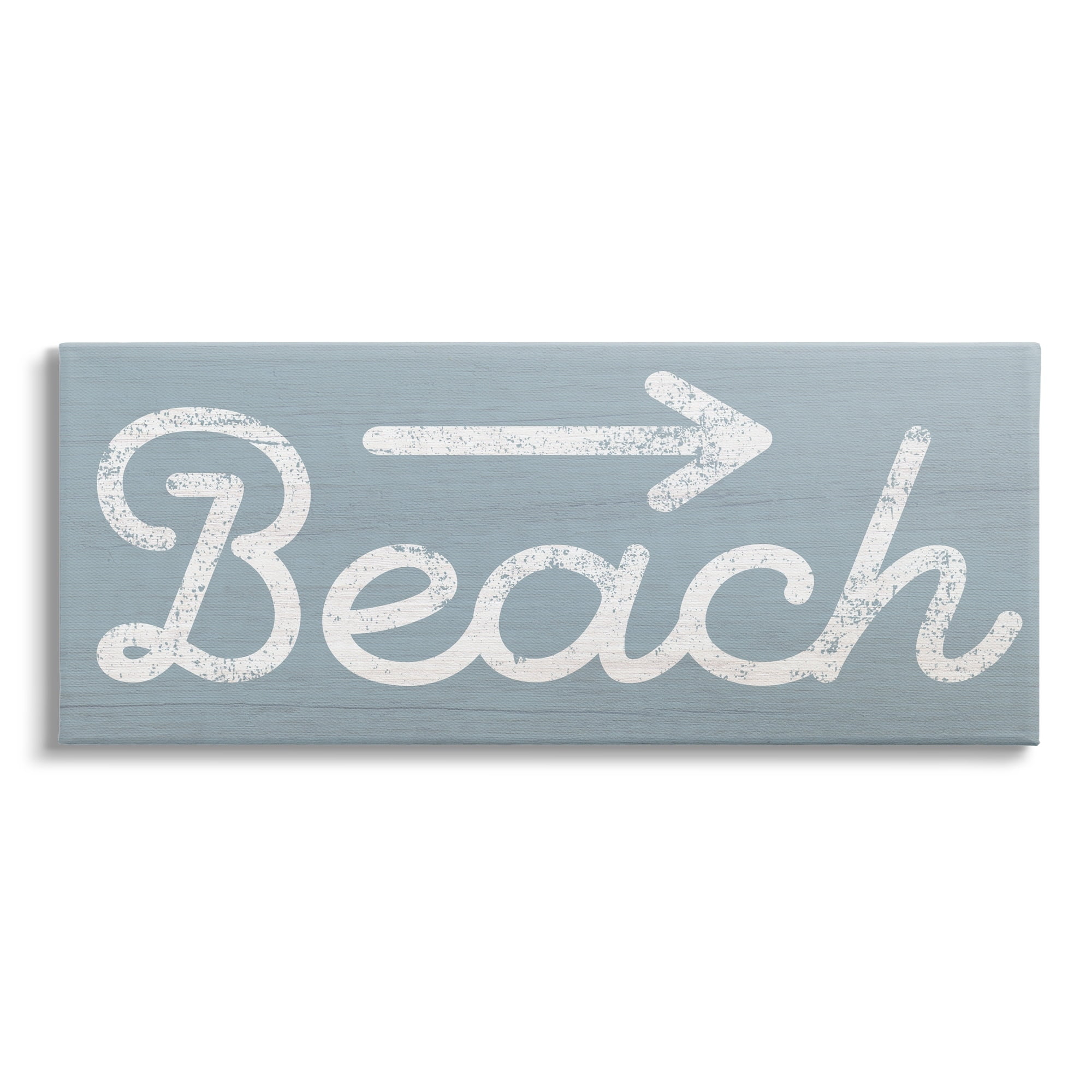 Stupell Industries Vintage Beach Arrow Pointing Sign Grain Pattern Graphic Art Gallery Wrapped Canvas Print Wall Art, Design by Daphne Polselli