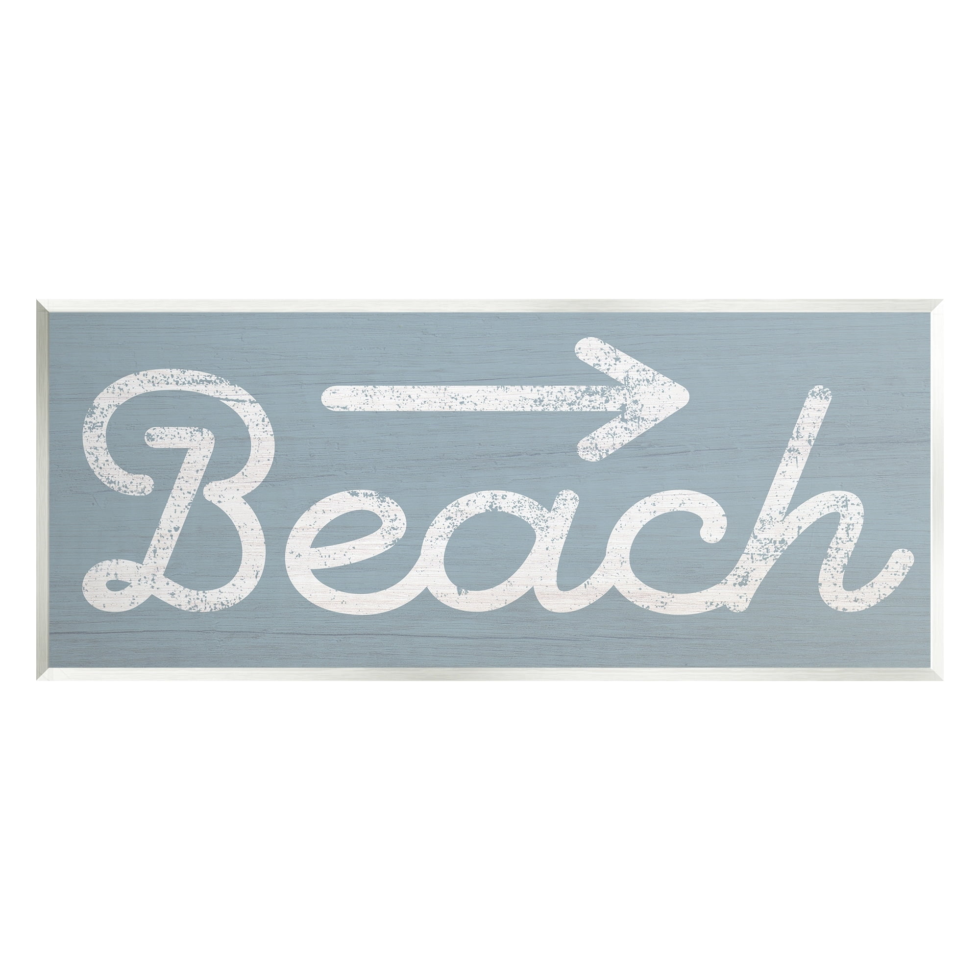 Stupell Industries Vintage Beach Arrow Pointing Sign Grain Pattern Graphic Art Unframed Art Print Wall Art, Design by Daphne Polselli